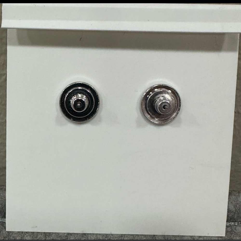 Tory Burch Crystal logo stud earrings Silver - Picture 5 of 5